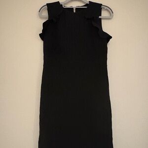 Ann Taylor Black Ruffle Sleeve Mini Dress